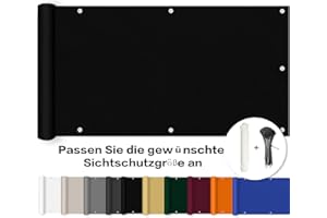 ROBAG Sichtschutz Balkon Sichtschutz für Balkon, Balkon sichtschutz Ideen Wasserabweisend Sonnenschutz Wetterbeständiges und Pflegeleichtes, Deko für Balkongeländer, 80x900cm, Schwarz