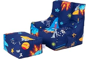 Ready Steady Bed Poltrona a sacco per bambini, con poggiapiedi, poltrona morbida, comoda e sicura per la stanza dei giochi, design ergonomico, mobile comodo per bambini (spazio)