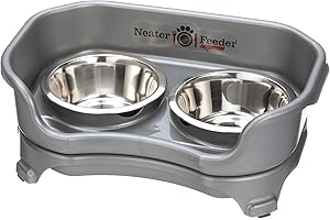 NEATER PET BRANDS Neater Feeder Express – Erhöhte Hundenäpfe – Edelstahl-Futterstation für kleine Hunde (Kleiner Hund, Dunkles Blaugrau)