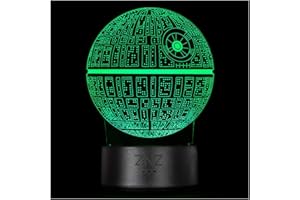 Lampa 3D, ZNZ LED Illusion Night light, 16 kolorów zmieniających 3 model z pilotem i Smart Touch Decor Lamp - idealne prezenty świąteczne i urodzinowe dla dzieci, mężczyzn, kobiet i fanów Gwiezdnych wojen (6-Death Star)