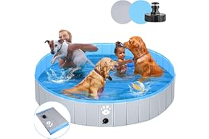 Pmgud Piscina Portatile per Cani Ø 180cm per cani bambini piscina per bambini o altri animali Spessore rinforzato 5mm portatile e pieghevole - grigio