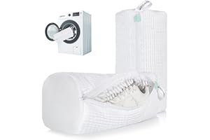 ADEHMDA Reusable Shoe Washing Machine Bag, Trainer Washing Machine Bag with Zipper, Laundry Shoe Bag for Washer & Dryer, Elongated Thicken Microfiber Fluff and Fits Multiple Shoe Types (2 pcs, White)