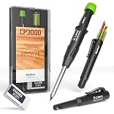 Nicpro Carpenter Pencil with Sharpener, CP3000 Construction Pencil with 6 Refills in Lead Dispenser, Deep Hole Pen for Constr