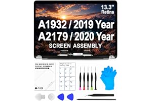 Dilcmtif A1932 2019/A2179 2020 13,3 tum ersättningsskärm för MacBook Air Retina (modell: EMC 3302, EMC 3184, MVFH2, MVFJ2, MWTJ2, MWH22) Komplett set med LCD-skärm med monteringssats