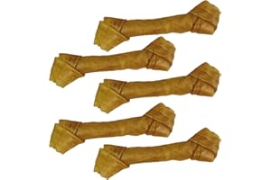 Schecker Geknotete Kauknochen 150 g (5Stck.) 11cm - aus gepresster Rinderhaut - ideal für Junge Hunde und Senioren Hunde