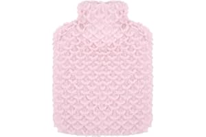 GREVOSEA Termofor z poszewką Termofor Mały Worek z gorącą wodą Z bezpiecznym zamknięciem 500ml Butelka do łóżka Puchaty Pokrowiec do termoforów Zdejmowany i nadający się do prania pokrowiec do termoforów dla