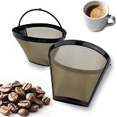 VELLUSTRA 2Pcs Coffee Filter, Reusable Filters for Permanent Coffee, Stainless Steel Coffee Filter with Handle Size 4 for Mos