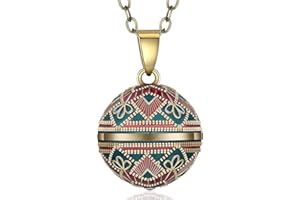 EUDORA Harmony Ball Vintage Bisuteria Collares de Mujer, Llamador de Angeles Embarazada Floral Vintage Colgantes de Mujer Primer Embarazo Mamá Regalos Originales para Mujer Hermana, 76cm + 114,3cm