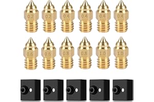 LANKEGU Creality 12 szt. dysz i 5 szt. silikonowych skarpetek do Ender 3 S1, części do drukarek 3D 12 szt. mosiężnych dysz i 5 szt. silikonowych skarpetek do Ender 3 S1, Ender 3 S1 Pro/Plus
