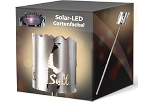 Novaliv Gartenfackel LED Solar Motiv Insel Sylt - Rost Lampe Gartenlampe LED Leuchte für draußen Gartenleuchte Fackel Garten