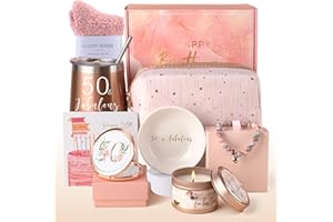 Anforsun 50th Birthday Gifts for Women, 50th Birthday Hampers for Her Happy 50th Birthday Pamper Gifts Basket for Wife, Mom, Sister, Friends, Coworker, 50th Birthday Gift Ideas (50th Birthday Gifts)