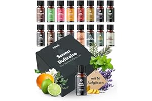 ‎FRIHED. NORDIC WEAR frihed.® Saunaaufguss Duftreise Probierpaket - Hochkonzentrierte Öle - 16x verschiedene Düfte - Geschenkset Sauna - 10ml Glasflaschen - Made in Lüneburg