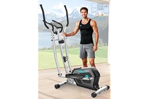 COWMEW Ellittiche Da Casa con App, 3-in-1 Ellittica Ultra Silenziosa con 16 Livelli di Resistenza,volano da 6 kg, Monitor LCD, Pedale Antiscivolo, Portabottiglie, Cyclette Ellittica Fino a 287 LBS