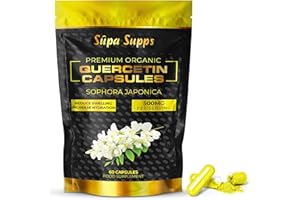 SUPA-SUPPS Pure Bio Quercetin 500mg - High Strength Quercetin Capsules - Antioxidant & Flavonoid Quercitin Supplement - Natural Support for Cellular Protection & Vitality - 60 Vegan Capsules