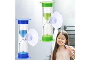 KUAOWT Clessidra Bambini, 2 Pezzi Timer a Clessidra 2 Minuti 3 Minuti con Ventosa, Clessidre Colorato Orologio da Sabbia Timer per Cucina, Lavarsi i Denti, Apprendimento, Gli Sport e i Giochi (Blu, Verde)