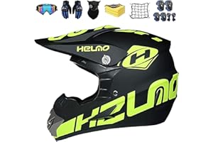 CHONGBAYZN Casque Moto Cross pour Adultes Et Jeunes Certifié Dot,Casque Moto Cross De Montagne avec Écrans Faciaux, Lunettes Et Gants,Convient Aux Hommes Et Aux Femmes