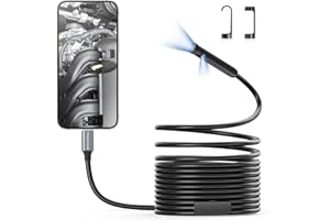 Dual Lens Endoscope Camera with Light, Teslong USB-C Borescope Inspection Camera with 8+1 LED Lights, 16.5FT Flexible Waterproof Fiber Optic Cam Snake Scope Compatible with Android iOS Tablet(5M)