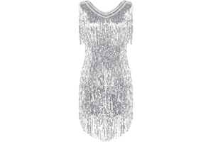 Alvivi Damen Tanzkleid Glänzend Pailletten Kleid Latein Rumba Cha Cha Tango Samba Bauchtanz Kleid Halloweem Fasching Party Kleid