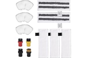 Wiseten 12 szt Zestaw Akcesoriów z Mikrofibry do Odkurzacza Parowego Kärcher Easyfix SC2 SC3 SC4 SC5, Zestaw 3 nakładek z mikrofibry + 2 ściereczki + 3 dysze ręczne z mikrofibry + 4 okrągłe szczotki