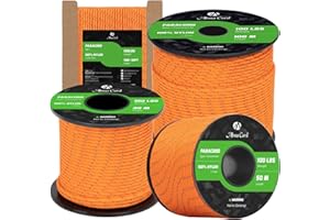 Abma Cord Paracord 2mm Cuerda de 100% Nylon 30m Tipo I Cuerda de Paracaídas 1 Hebra - MAX. 45 kg - Reflectante Naranja