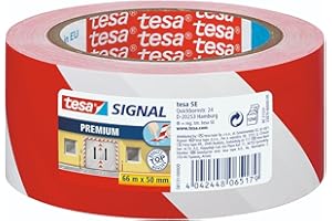 Tesa Sécuriser Ruban adhésif de signalisation PVC Rouge/Blanc 66m x 50mm 58131-00000-00