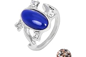 YOUU UoYu The Vampire Jewelry Elena Lot de 21 bagues en cristal saphir avec autocollants pour fans hommes et femmes, Zinc, Aucune pierre précieuse