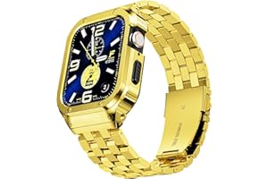 SUPLINK Stainless Steel Case with Strap for Apple Watch Ultra 3/2/1 & SE 3/2/1 & Series 11 10 9 8 7 6 5 4 3 2 1 49mm 46mm 45mm 44mm 42mm 41mm 40mm 38mm, Rugged Bumper Case Strap for Men