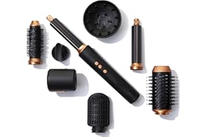 ‎LETO Leto 7 in 1 Haartrockner, Föhn, Warmluftbürste, Föhnbürste, Rundbürstenföhn, Lockenstab, Selbstreinigend, 1400 watt BLDC-motor, Ionen haartrockner, Stylingbürste, Airstyler, Welleneisen