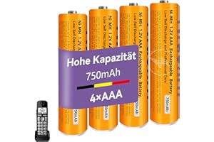 NI-MH Akku 1.2V 750mAh für Gigaset Panosonic Schnurlos Telefone, Wiederaufladbare Batterien AAA für Gigaset Mobilteile-4 Stück