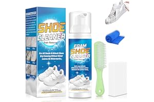 WONSHINE Shoe Cleaner Foam 200ml, White Trainer Cleaner With Brush & Cloth, Deep Cleaning Formula and Shoe Cleaning Kit for Suede, Leather, Knit, Boots, Canvas, PU
