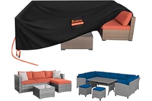 Kovshuiwe Copertura Impermeable para Mesas 250x250x90cm Rectangular Funda para Muebles de JardínCubierta de Exterior Funda Protectora Muebles Mesas Sillas Sofás Exterior 420D Oxford Negro