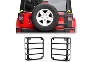 JeCar Tail Light Guard Metal Rear Light Protector Cover for 2007-2018 Jeep Wrangler JK & Unlimited Sports Rubincon Sahara, Black
