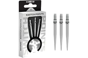 WINMAU - Switch Points - Carbon Steel Tip - Threaded Rapid-Change Mechanism - 1 Set per Pack - Available in Black & Silver - Smooth, Groove & Wave - 26mm, 30mm & 40mm - Professional Darts Accessories
