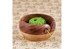 EXIMIOUS INDIA Gifts for Women Knitting Crochet Knit Picker Yarn Bowl - Two Tone Wooden Yarn Bowl 7"X3" Holder, Winder Knitting Accessories and Supplies Large Size Stocking Fillers