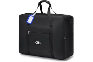 BAGZY Bagage Cabine 55x40x20 Ryanair Sac Voyage Cabine Pliable 45L Sac Bagage 55 x 40 x 20 cm Lufthansa Sacs de Sport Sacs Weekend Homme Femme Grande Cabine Avion Valise Organisateur Voyage Noir