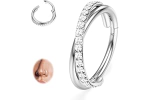 BodyBonita Piercing Naso Cerchio Acciaio Chirurgico 316L 20G/18G/16G CZ Conch Piercing Trago Helix Orecchino Septum Piercing Nostril Cartilage Setto Piercing Naso Anello Oro/Argento/Nero, 6mm-12mm