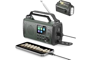 NEEMOSI 20000mAh Radio Survie Dab+ FM, Radio Solaire Portable Bluetooth avec Réveil, Alarme SOS d'urgence, Lampe de Poche Et Lampe de Lecture de Lampe de Lecture & Lampe Torche LED (Vert)
