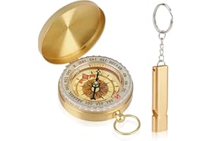 HARIENDNY Camping-Überlebenskompass, Wander-Überlebenskompass, im Dunkeln leuchtender Kompass für Camping, Jagd, Outdoor. Camping-Überlebenskompass, Wander-Überlebens-Leuchtkompass mit Pfeife für Camping