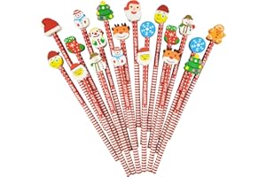 Yolistar 48 Stücke Schule HB Stifte Set, Bleistifte mit Radiergummi von Weihnachtsmann, Mütze, Socken, Schneemann etc Bunt und Lustig Bleistift,Geburtstag Mitgebsel Geschenk Kinder Party Gastgeschenk