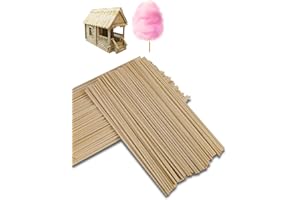PABBYEEY 200 Stück Zuckerwatte Stäbe Vierkant 30cm x 4 x 4 mm Zuckerwattestäbe Eckig Stäbchen Bambusstäbe für Zuckerwattemaschine Natürliches Bambus Holz für Holzarbeiten, Kunstprojekte & DIY