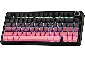 ‎EPOMAKER EPOMAKER X AULA F75 bezprzewodowa klawiatura do gier Tri-Mode Bluetooth/2,4 GHz/USB-C, Hot-Swap Creamy z 5-warstwową podkładką, NKRO, RGB (czarno-różowy)