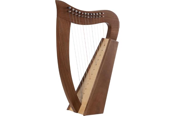 Classic Cantabile Harpe Celtique - Harpe Celtique Compacte en Noyer - 12 Cordes - Accordée en Do Majeur - Comprend Housse et 2 Clés d’Accordage - Hauteur : 51 cm