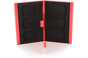 Assecure Sun Red Aluminium Metal 6 SD SDHC Memory Card Protective Hard Carry Case holder