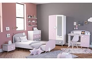 ‎MÖBELANDO möbelando Kinderzimmer Möbelset Mädchenzimmer Kinderzimmermöbel (5-teilig) Savannah I