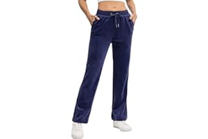 TACVASEN Womens Velour Trousers Jogger Sweatpants Cosy Jogging Leisure Trousers Casual Drawstring Tracksuit Bottoms with Pockets