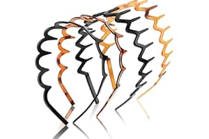 WY LIGHTING LEVEL Zig Zag Headbands, 4 Pieces Shark Tooth Hair Comb Hairband, Wavy Shape Plastic Hair Bands Zigzag Headband, Hair Hoop Accessory for Women Lady Girls