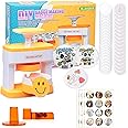 Rntfunre Button Maker Badge Machine 55 mm (2.16 Inches) Press the DIY Button Press Machine Latest Pin Badge Making Kit with 48 Plastic Button Parts & Circle Cutters for Party and Gifts, BM-001