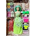 CREATURE Pretty Doll for Girls | Cute Foldable Doll | Beautiful Doll Cute Doll Set for Girls Kids | Doll with Shoes & Fashion Accessories Kit Play Set (CRE-DOLL-05-NEON) (NEON)