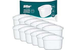 Sillar Wkład Filtrujący do Wody, Kompatybilny z Dzbankiem do Wody Brita Maxtra | Filtr z Węglem Aktywnym i Żywicą Jonowymienną, Filtr do Wody - 12 Sztuk