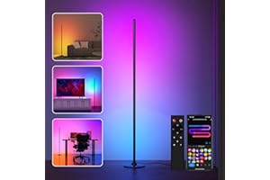 Lanmonlily Lámpara de Pie LED, RGB Luz de Esquina Cambia de Color Funciona con Alexa, Google, App, 16 Millones de Colores DIY y 68 Modos de Escena, Sincronización Musical para Dormitorio, Gaming Room